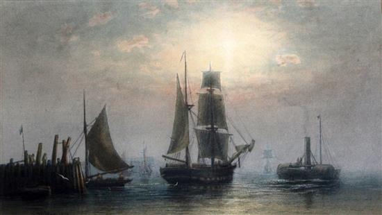 Fred Miller (19th C.) Shipping off Brighton 7.75 x 13.5in.